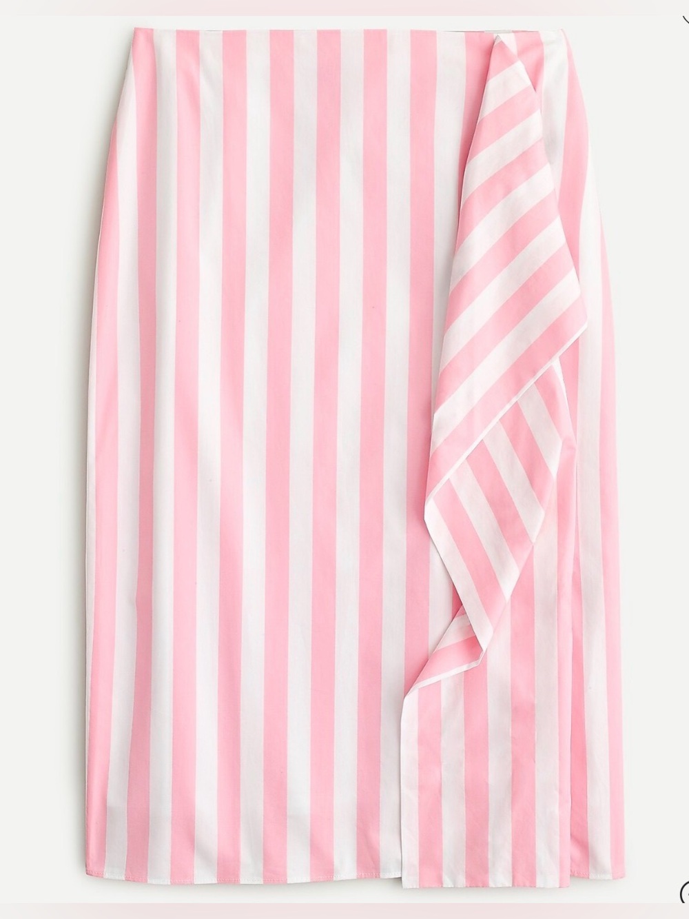 J.Crew, Thomas Mason, pink & white striped ruffle drape, cotton pencil skirt 8